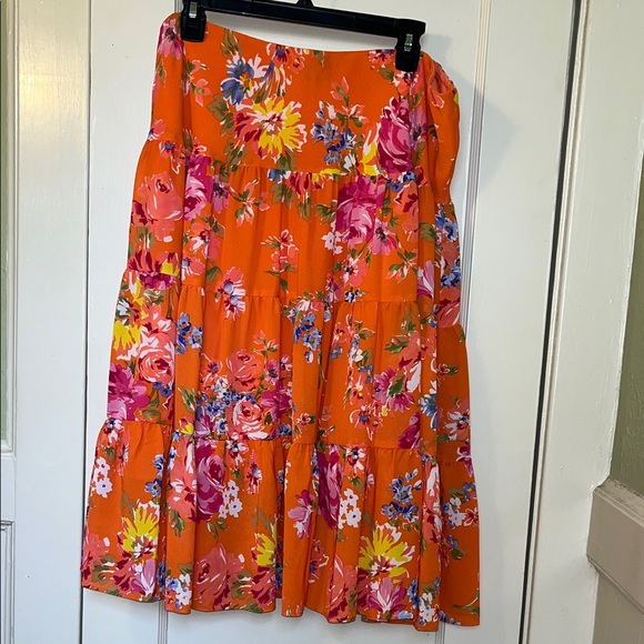 Chaps Vibrant Floral A-Line Skirt - Picture 1 of 4